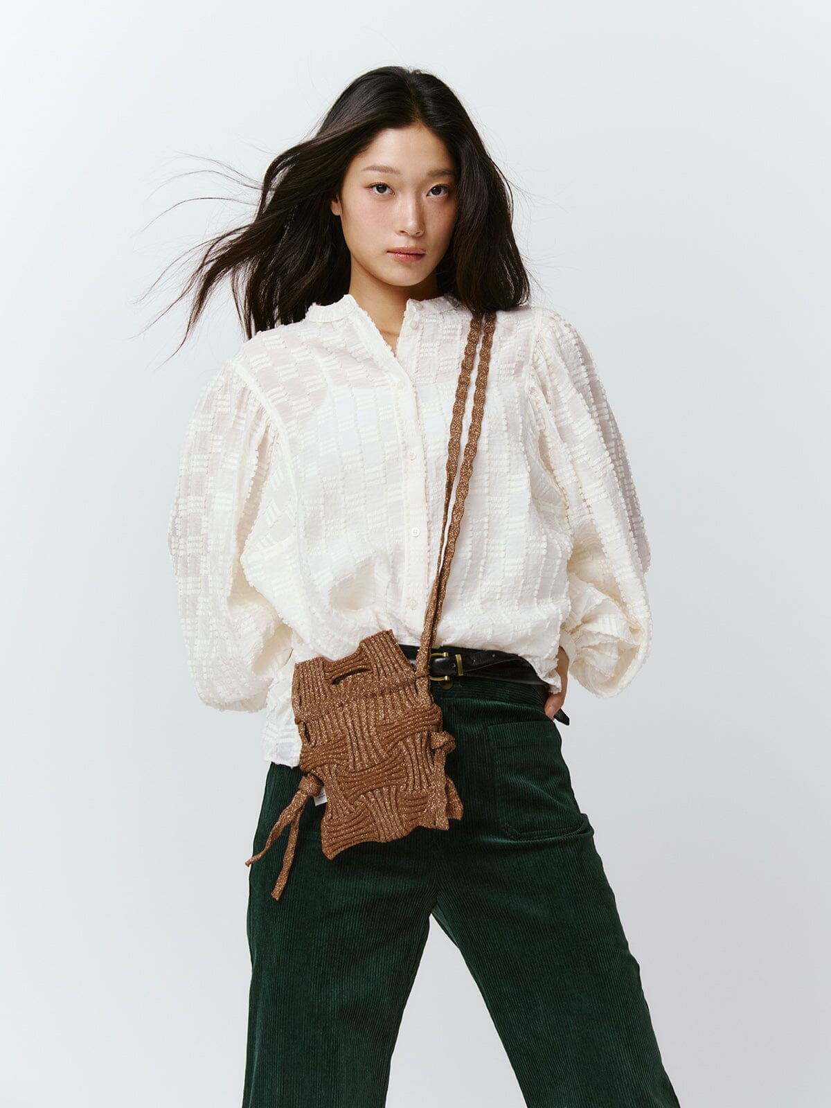 PLEATSMAMA - Borsa a Tracolla - MB02-GW1 MINI CROSS BOW - Glitter Camel Borse PLEATSMAMA - Collezione Donna