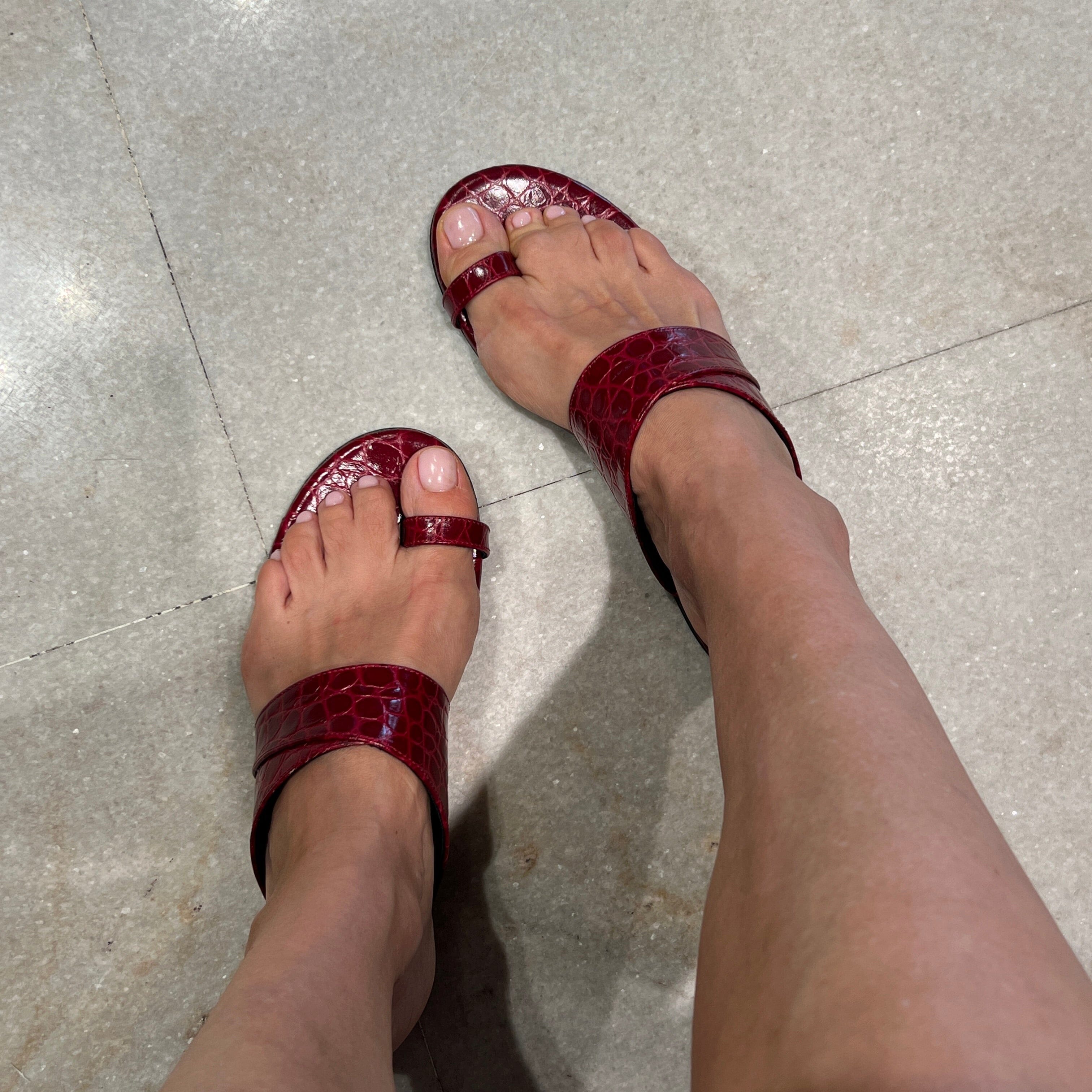 CappellettoShop - Sandali Bassi - 504 - Infradito - Rosso Scarpe Donna CAPPELLETTO 1948