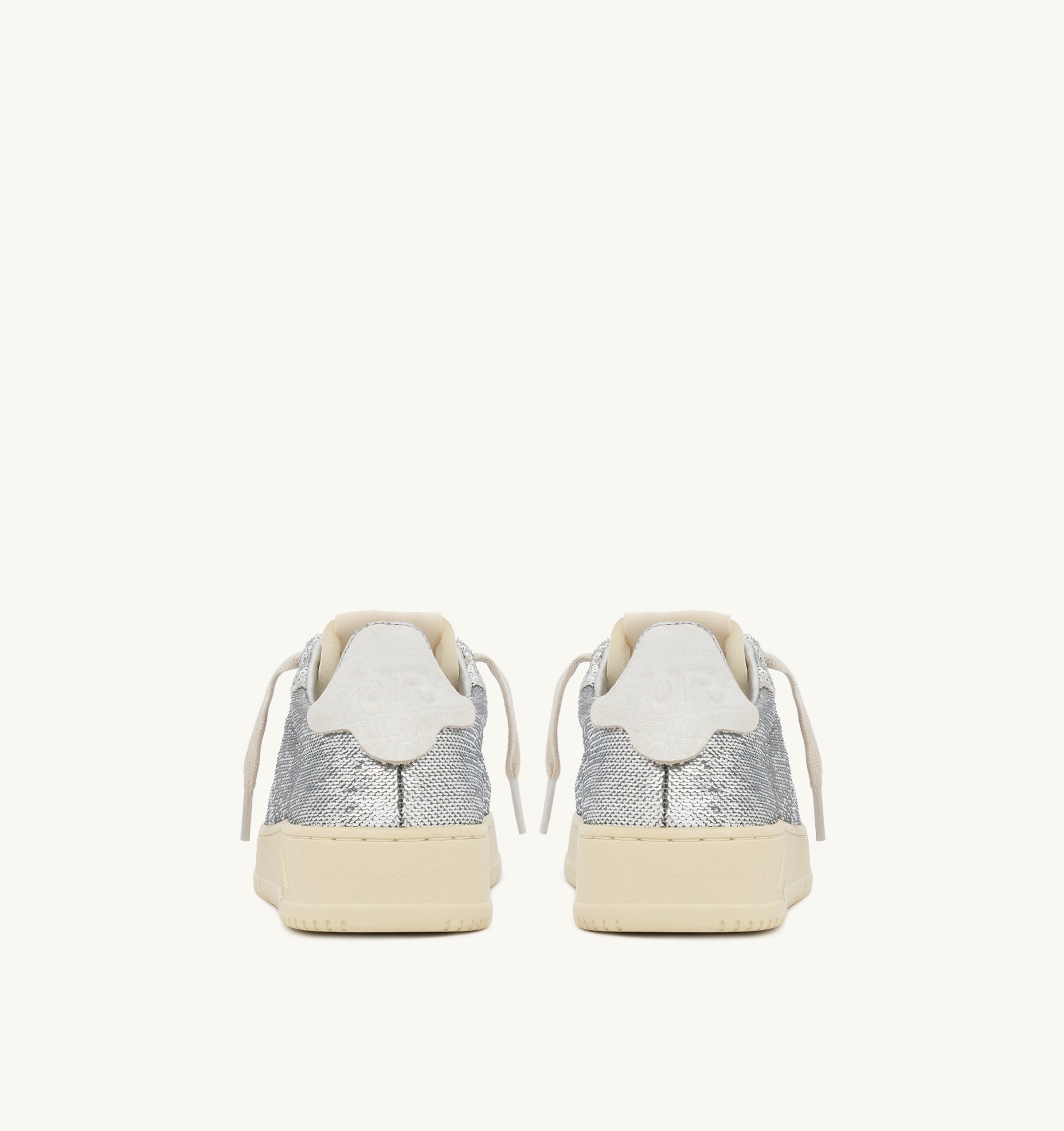 AUTRY ADLW TI05 - Sneakers DALLAS LOW SPARKLING PAILLETTES - Bianco e argento Scarpe Donna AUTRY - Collezione donna