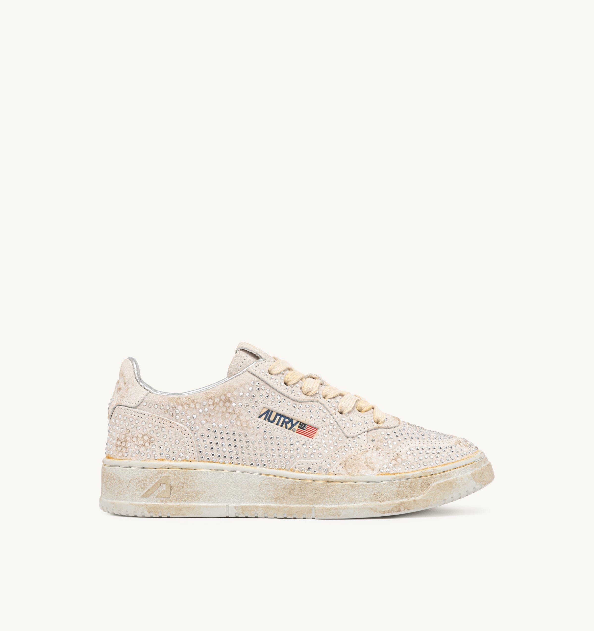 AUTRY - AULW NA01 - Sneakers Cristal Medalist - Suede Strass - Bianca Scarpe Donna AUTRY - Collezione donna