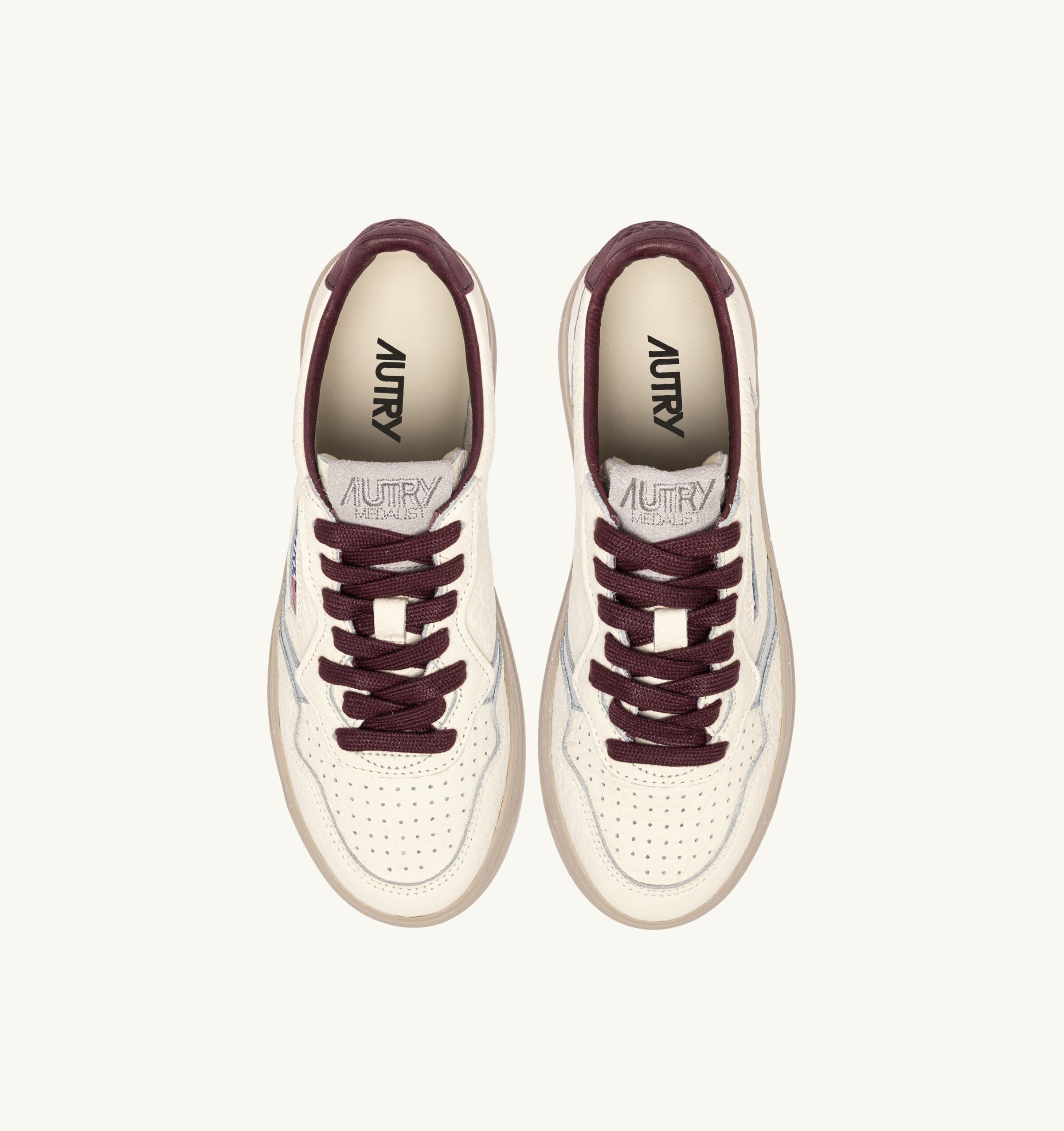 AUTRY - AULW NE19 - Sneakers MEDALIST - Bianco Silver Bordeaux Scarpe Donna AUTRY - Collezione donna