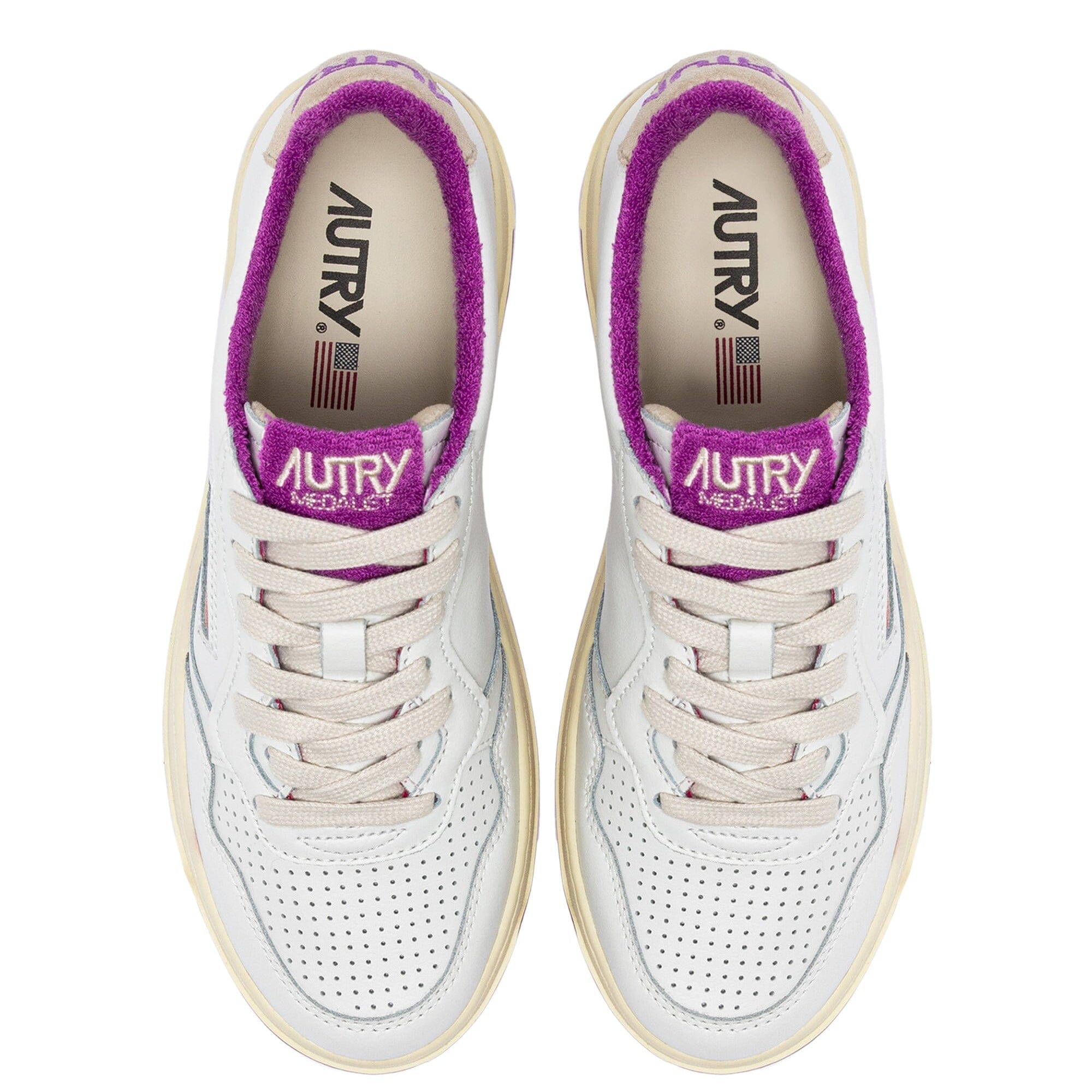AUTRY - AULW VS04 -Sneakers LOW WOM LEAT - Bianco Viola Scarpe Donna AUTRY - Collezione donna