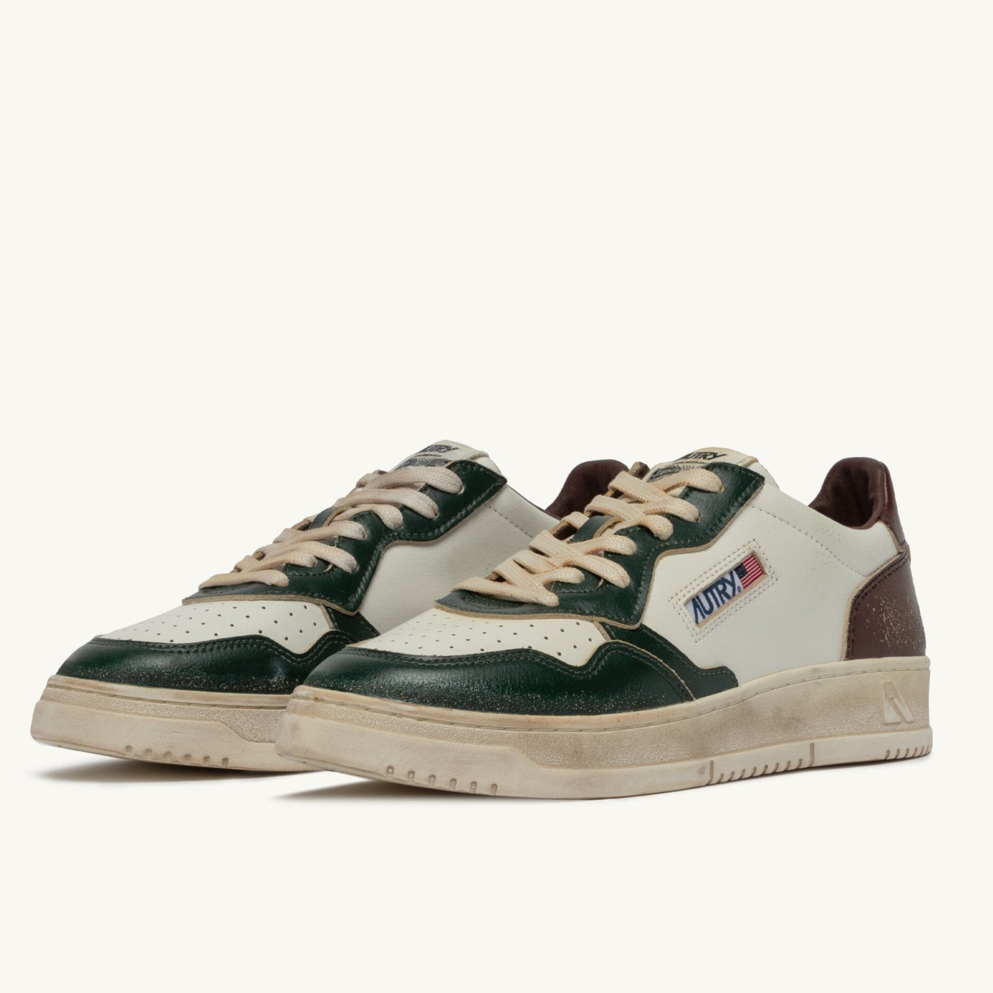 AUTRY - Sneakers AVLM SV52- LOW MAN LEAT VINTAGE - Verde Marrone Scarpe Uomo AUTRY - Collezione uomo
