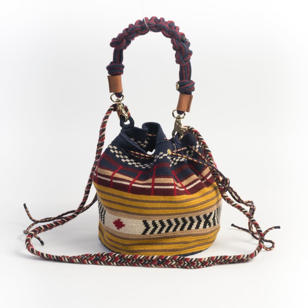 GUANABANA - Secchiello - 0063-3386-085 Mitra Macrame Strap - Blu Ocra Borse GUANABANA