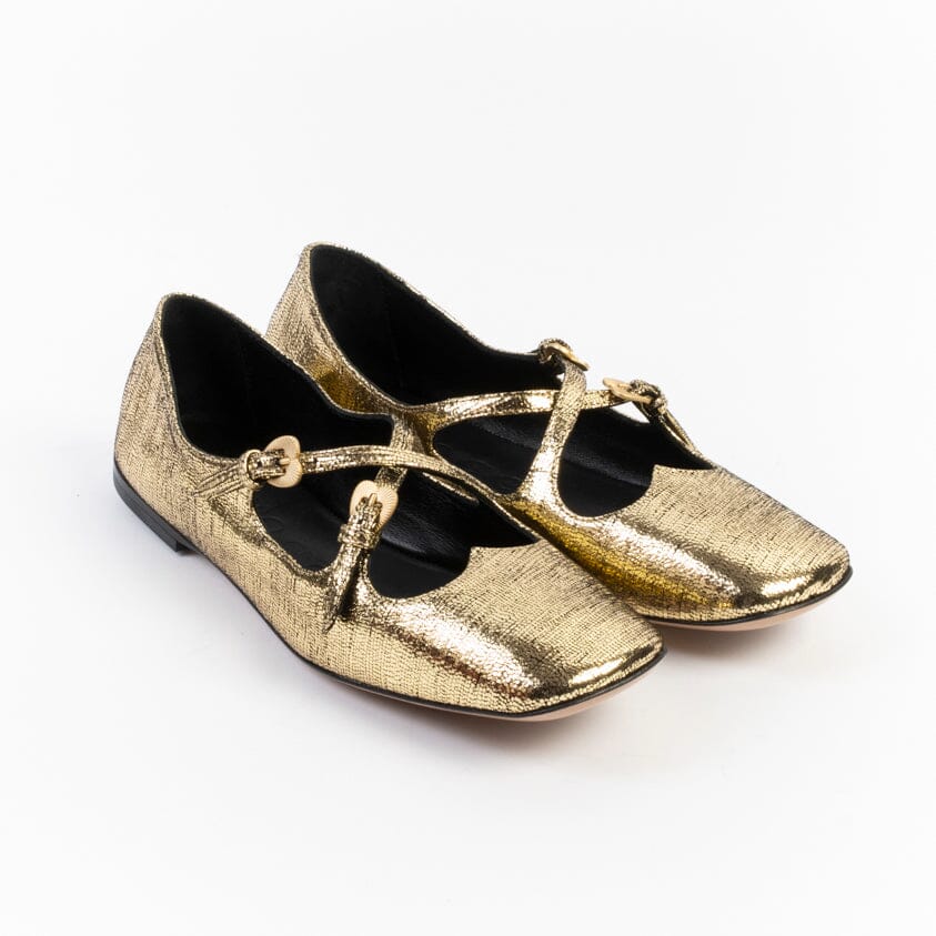 Pediconfort Ballerine Donna In Pelle, Colore Oro, Taglia 37 - Tacco Piatto