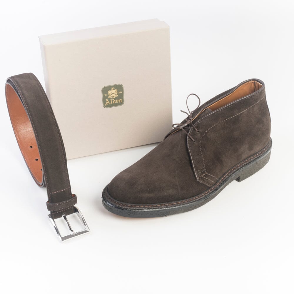 ALDEN - Cintura 5217 - Camoscio Dark Chocolate Accessori Uomo Alden