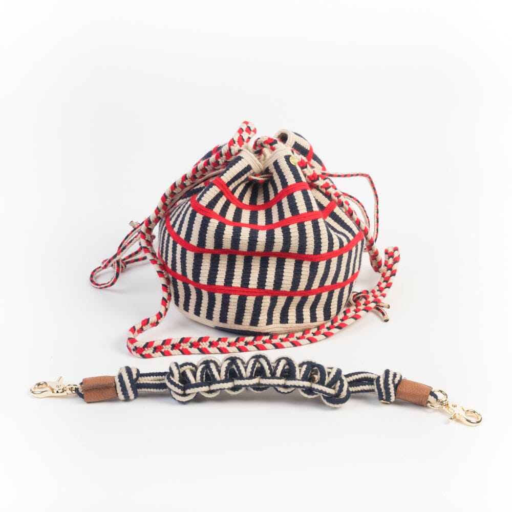 GUANABANA - Secchiello - 0063-3355-03N Mitra Macrame Strap - Blu Rosso Avorio Borse GUANABANA