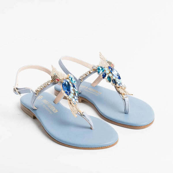 PAOLA FIORENZA - Sandali Bassi Infradito - FB955 Azzurro Scarpe Donna PAOLA FIORENZA