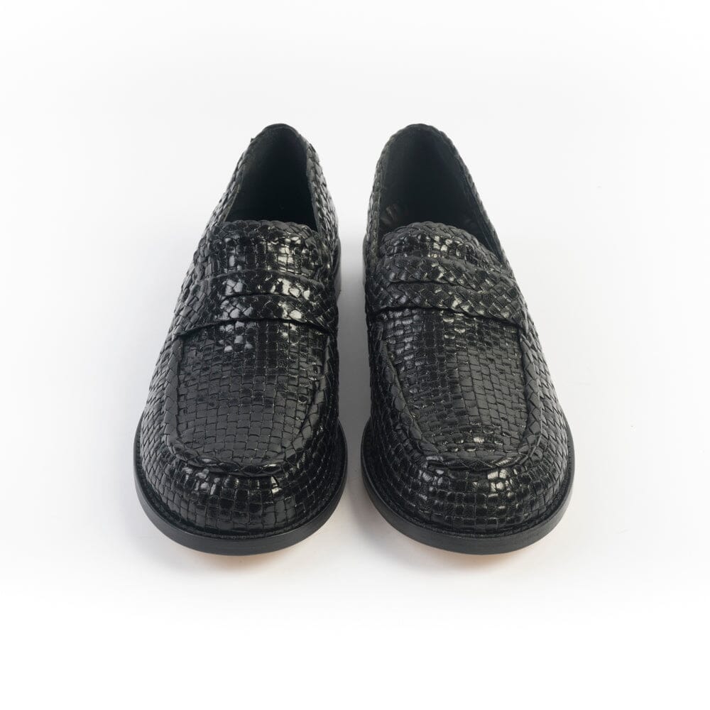 POESIE VENEZIANE - Mocassino - SPG30 - Pelle Nero Intreccio Scarpe Donna POESIE VENEZIANE