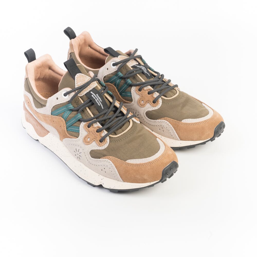 FLOWER MOUNTAIN - Sneakers Yamano 3 - 1E98 - Verde Brown Taupe Scarpe Uomo FLOWER MOUNTAIN