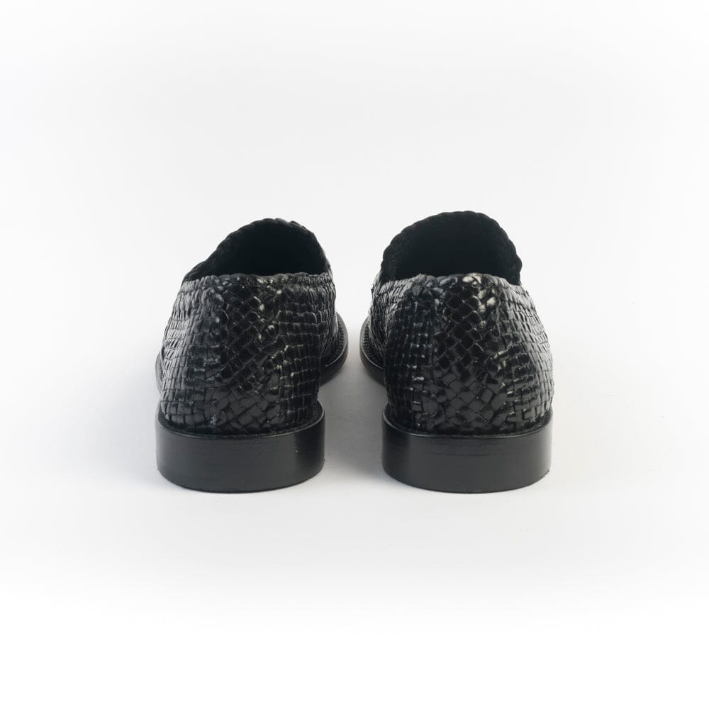 POESIE VENEZIANE - Mocassino - SPG30 - Pelle Nero Intreccio Scarpe Donna POESIE VENEZIANE