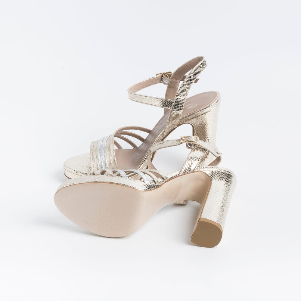 CHEVILLE - Sandali con Tacco - Nicky- Laminato Platino Scarpe Donna CHEVILLE