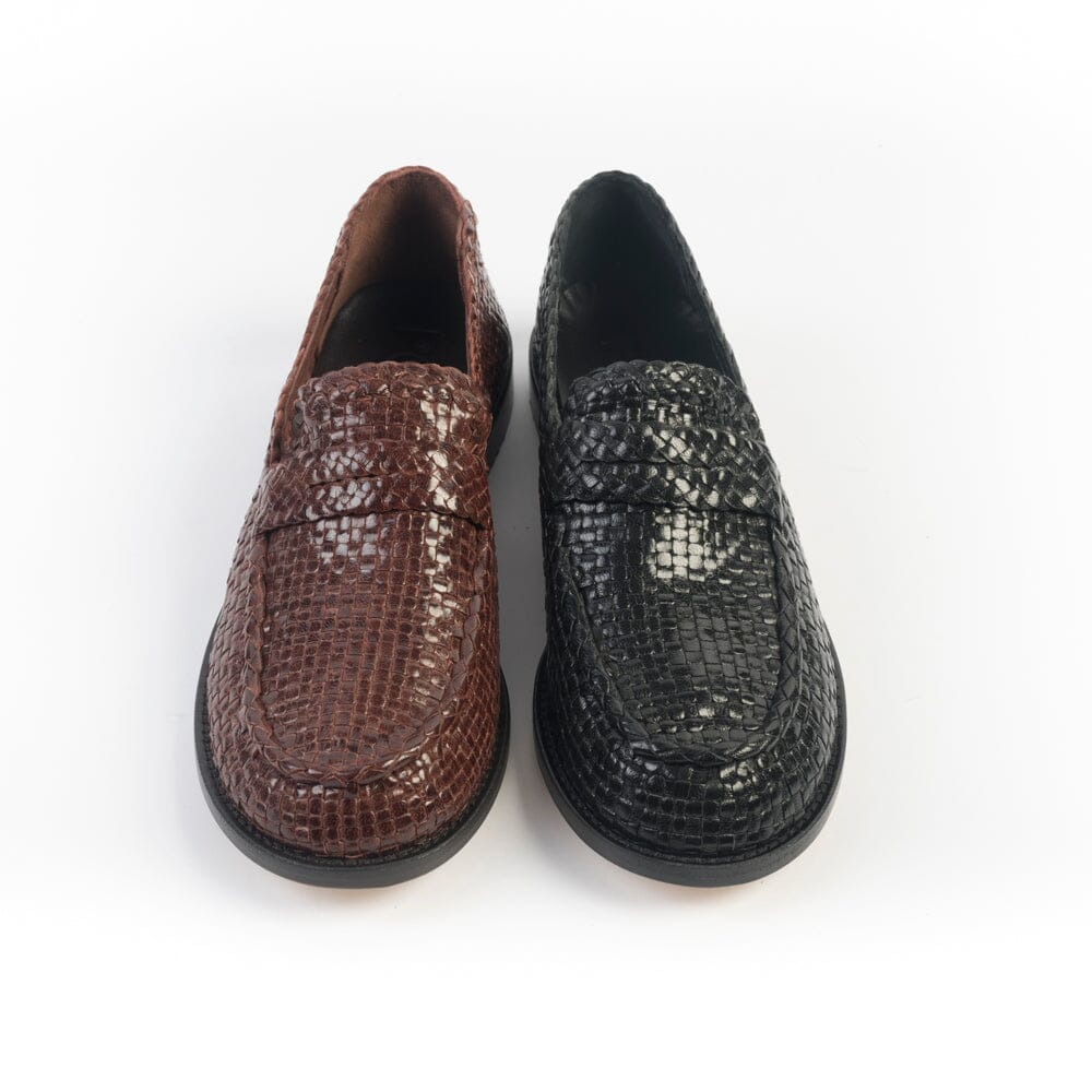 POESIE VENEZIANE - Mocassino - SPG30 - Pelle Nero Intreccio Scarpe Donna POESIE VENEZIANE