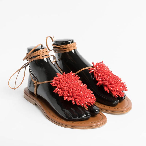 PAOLA FIORENZA - Sandali Bassi Infradito - SS2346 Cuoio Rosso Scarpe Donna PAOLA FIORENZA
