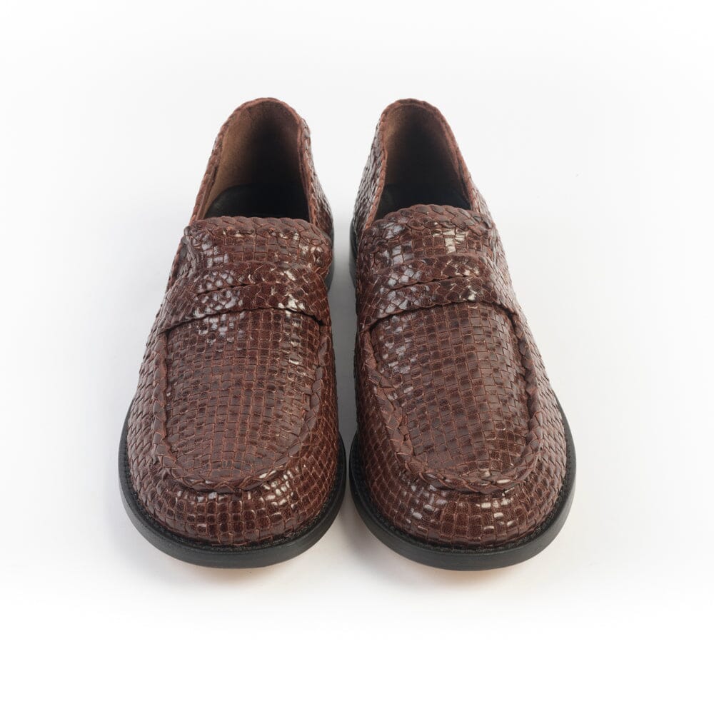 POESIE VENEZIANE - Mocassino - SPG30 - Pelle Marrone Intreccio Scarpe Donna POESIE VENEZIANE