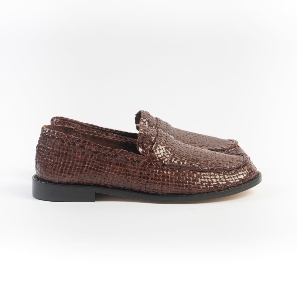 POESIE VENEZIANE - Mocassino - SPG30 - Pelle Marrone Intreccio Scarpe Donna POESIE VENEZIANE