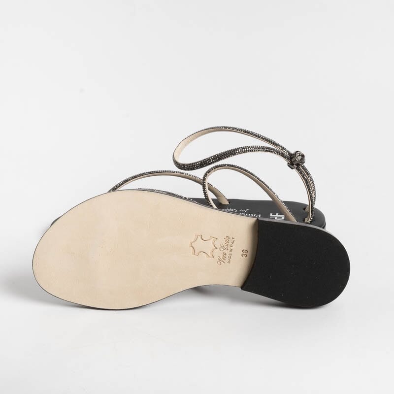 PAOLA FIORENZA - Flat thong sandals FD03 - Black Shoes Woman PAOLA FIORENZA