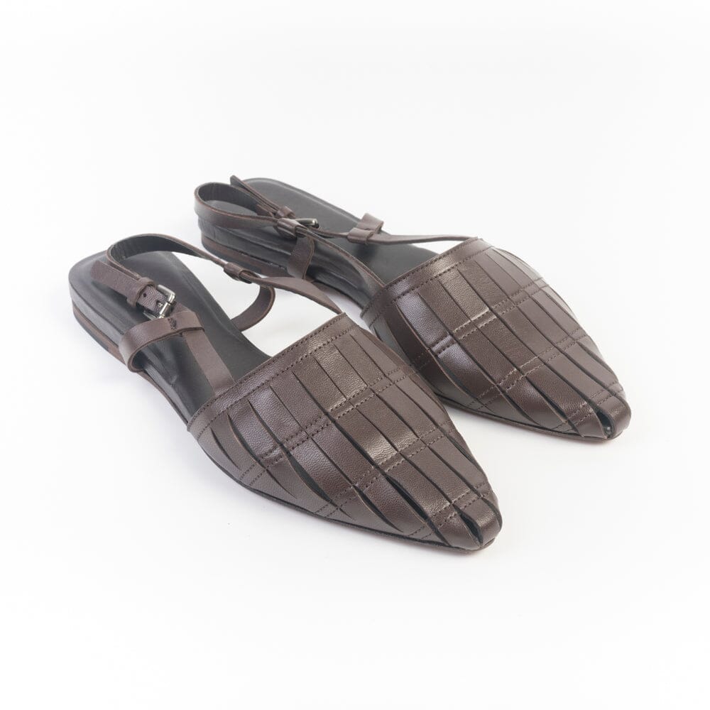 PANTANETTI - Sling Back 19795 - Pelle Cacao Scarpe Donna PANTANETTI