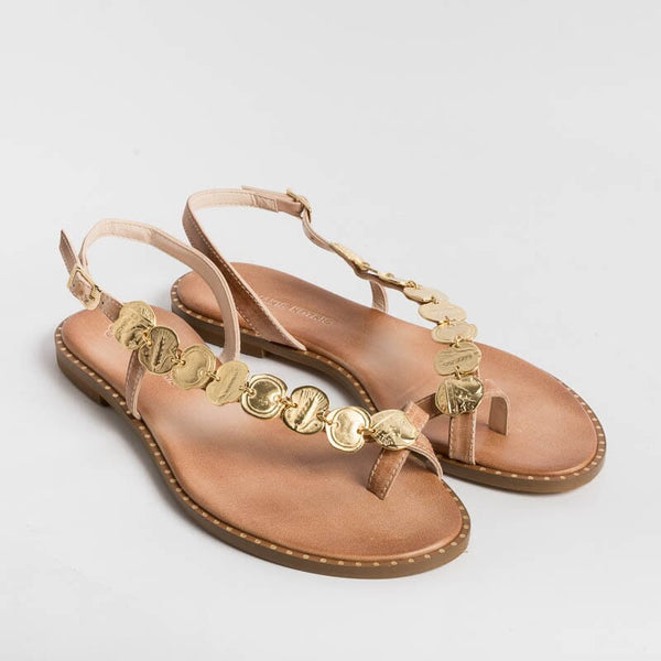 MAKIS KOTRIS - Low thong sandals K850 - Natural