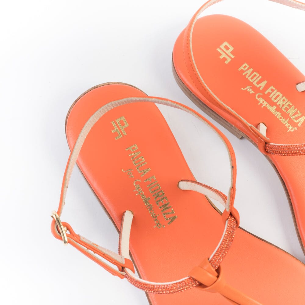 PAOLA FIORENZA - Sandali bassi infradito in microcristalli - FD05 - Arancione Scarpe Donna PAOLA FIORENZA