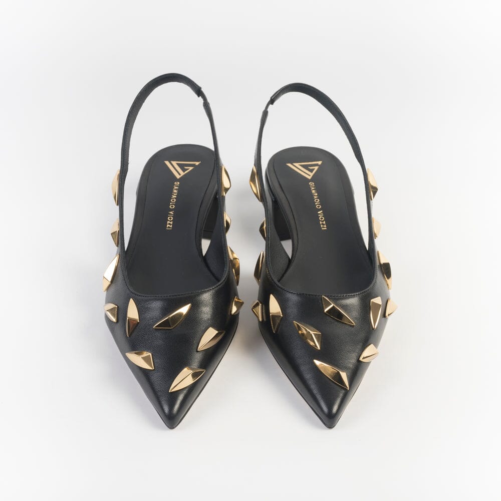 GIAMPAOLO VIOZZI - Sling Back - JA415B - Nero Borchie Scarpe Donna GIAMPAOLO VIOZZI - Collezione Donna