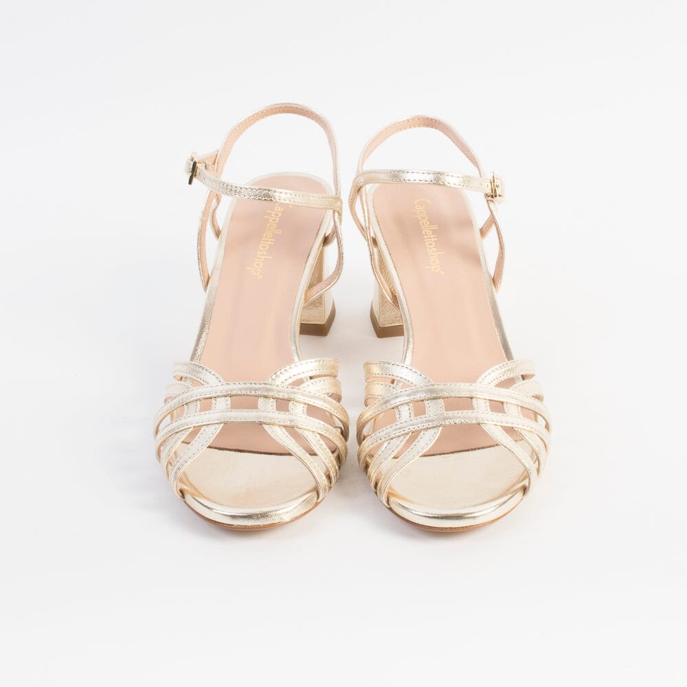 CappellettoShop - Sandali con Tacco - Milvia10- Laminato Platino Scarpe Donna CAPPELLETTO 1948