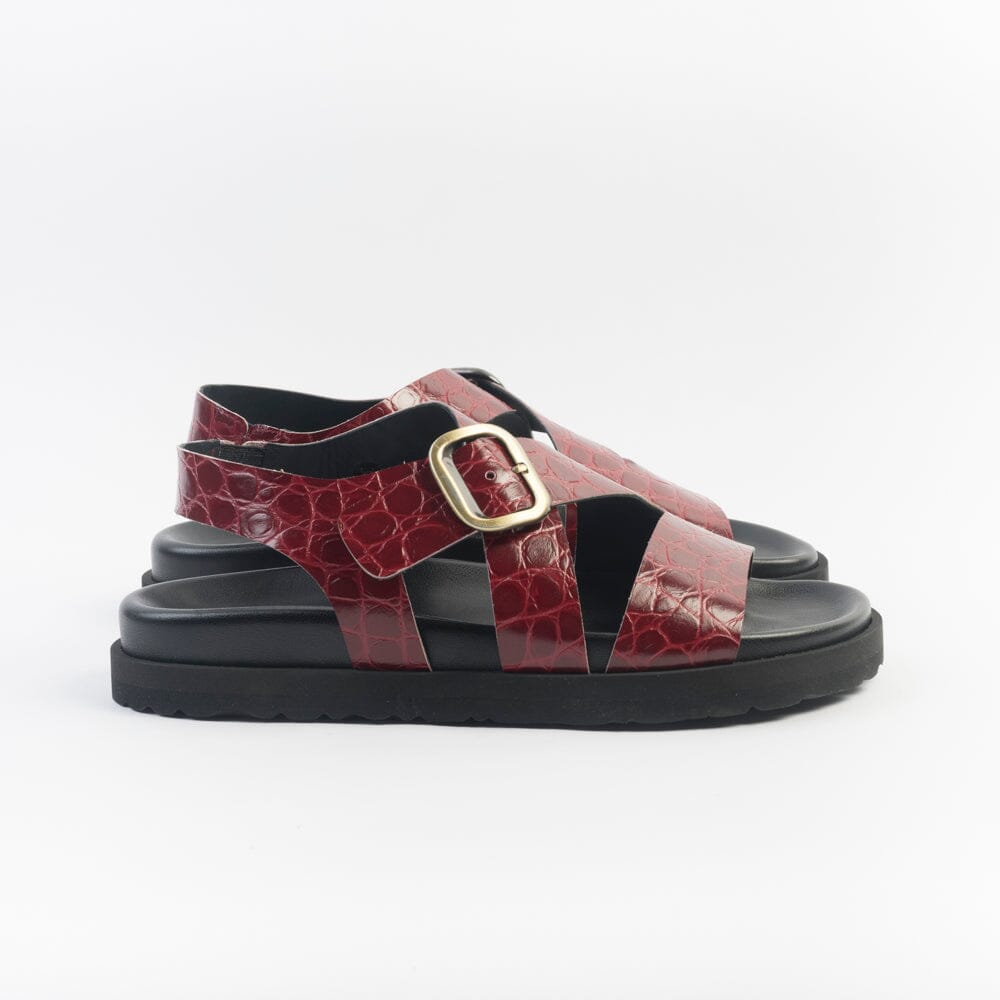 CappellettoShop - Sandali Bassi - 214 - Cocco Rosso Scarpe Donna CAPPELLETTO 1948