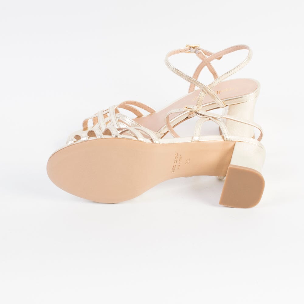 CappellettoShop - Sandali con Tacco - Milvia10- Laminato Platino Scarpe Donna CAPPELLETTO 1948