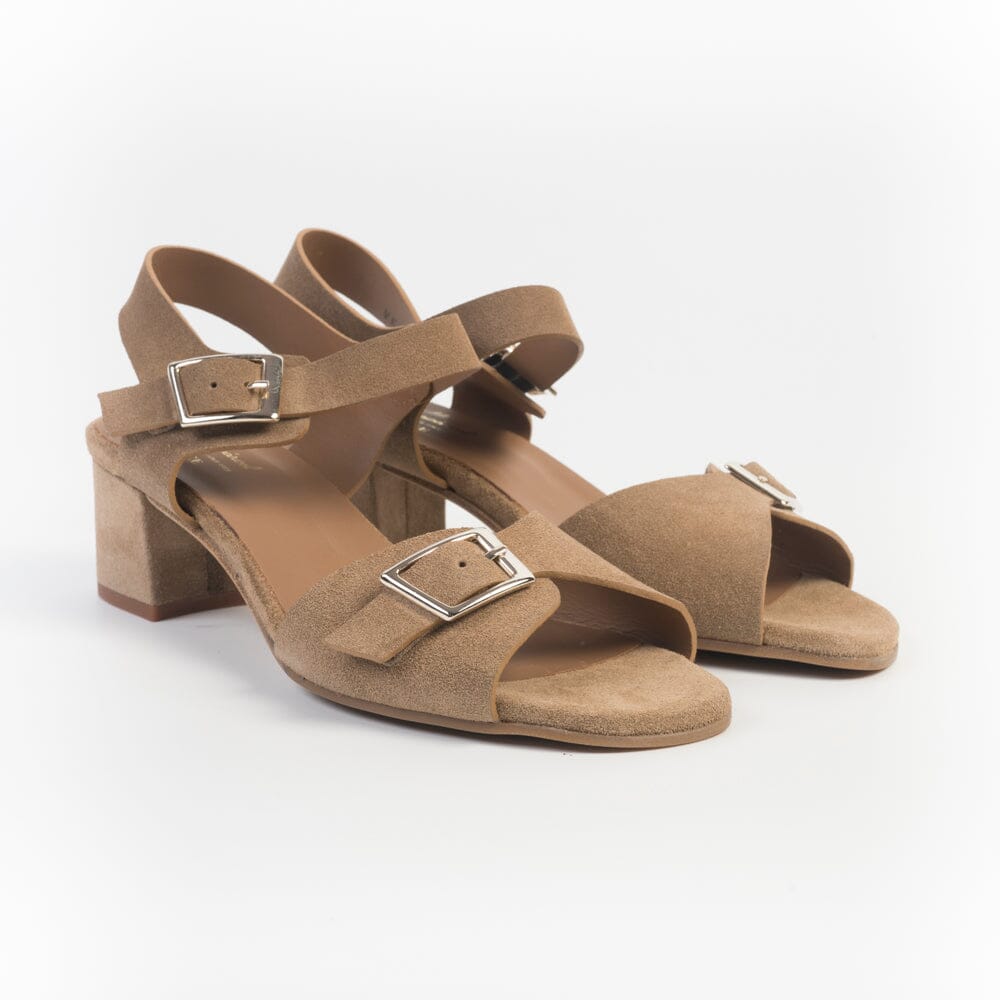 JUAN LACARCEL - Sandali con Tacco - X2545 - Santa Cruz - Camoscio Cuoio Scarpe Donna JUAN LACARCEL - Collezione Donna