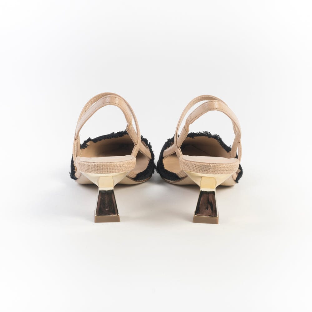 ROBERTO FESTA - Sling Back - IXIA - Nappa Cookie Lino Nero Scarpe Donna Roberto Festa
