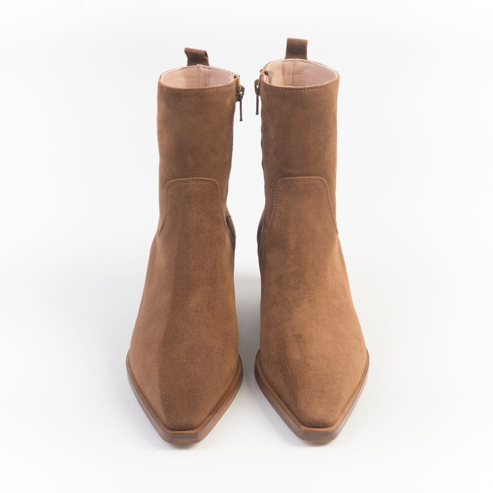 CAPPELLETTOSHOP - Stivaletto Texano - Kira 12 - Velour Sigaro Scarpe Donna CAPPELLETTO 1948