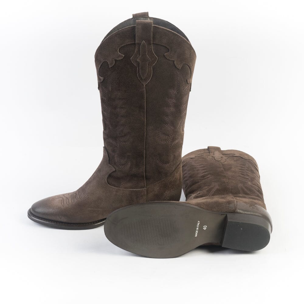 CAPPELLETTOSHOP - GM - Stivale Texano - Guatemala - Camoscio Castagna Scarpe Donna CAPPELLETTO 1948