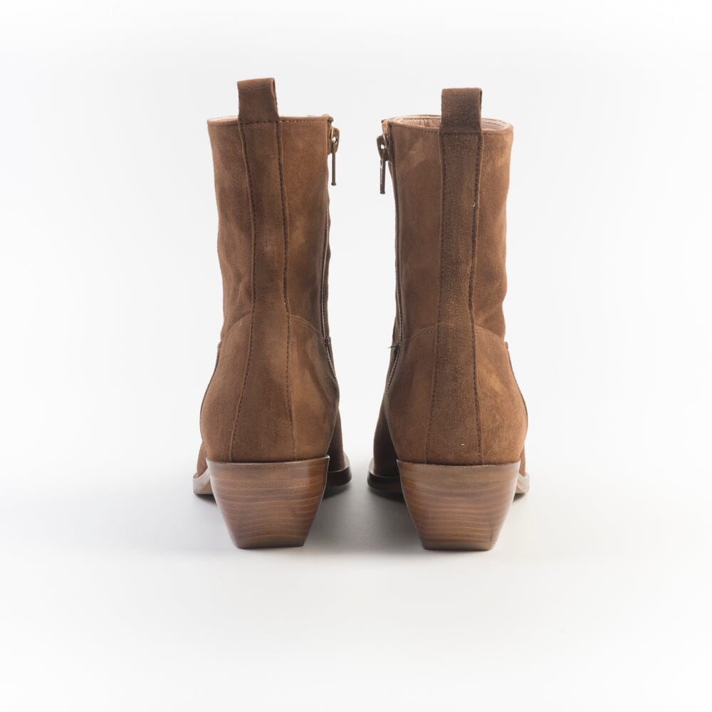 CAPPELLETTOSHOP - Stivaletto Texano - Kira 12 - Velour Sigaro Scarpe Donna CAPPELLETTO 1948