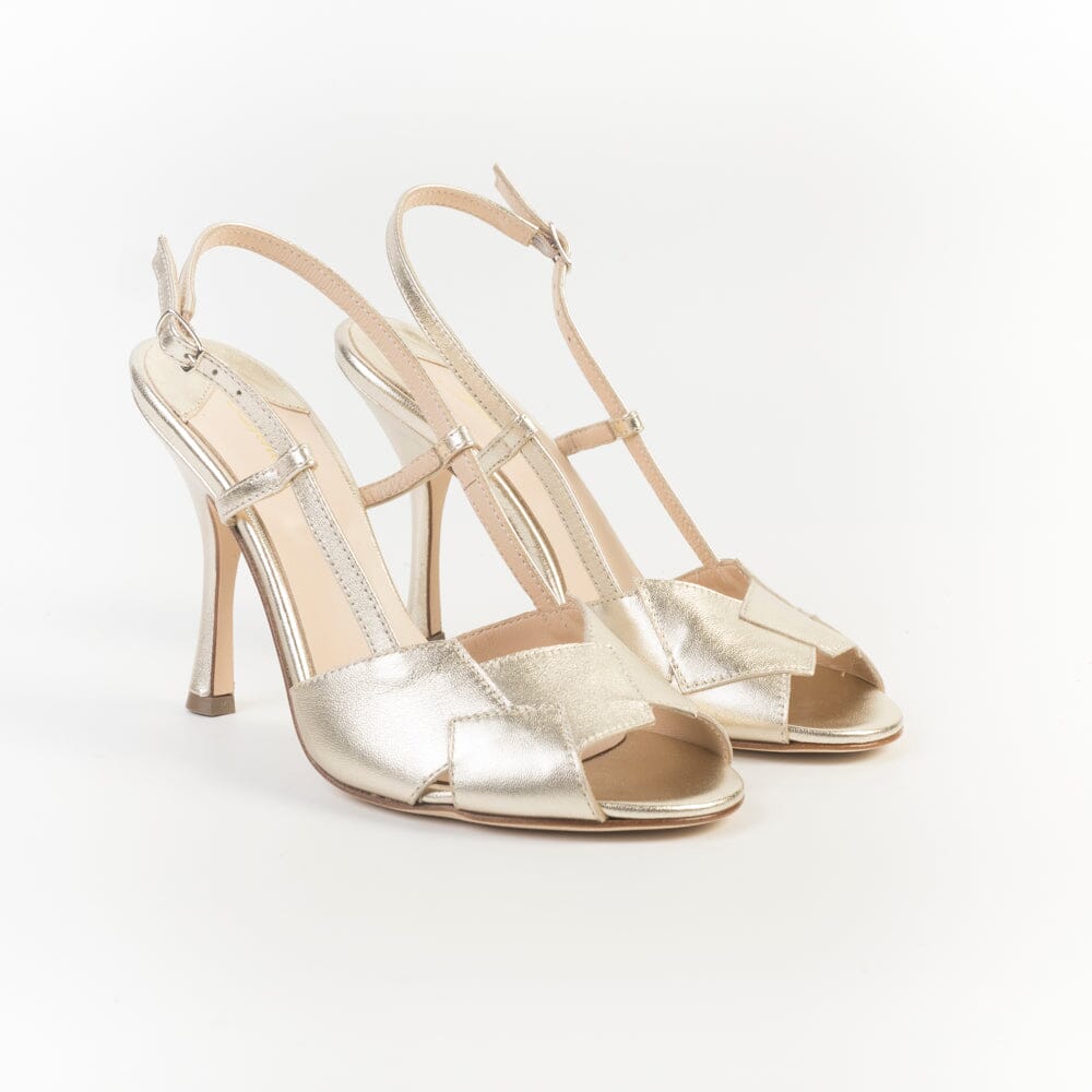 ANNA F. - Sandali con Tacco - 3877 - Laminato Platino Scarpe Donna Anna F.