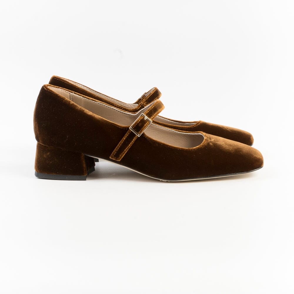 CHEVILLE - Mary Jane - Fiamma - Velluto Cachi Scarpe Donna CHEVILLE