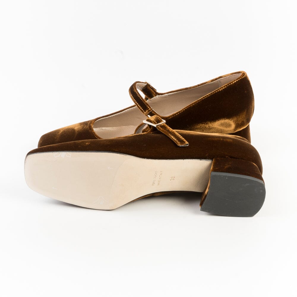 CHEVILLE - Mary Jane - Fiamma - Velluto Cachi Scarpe Donna CHEVILLE