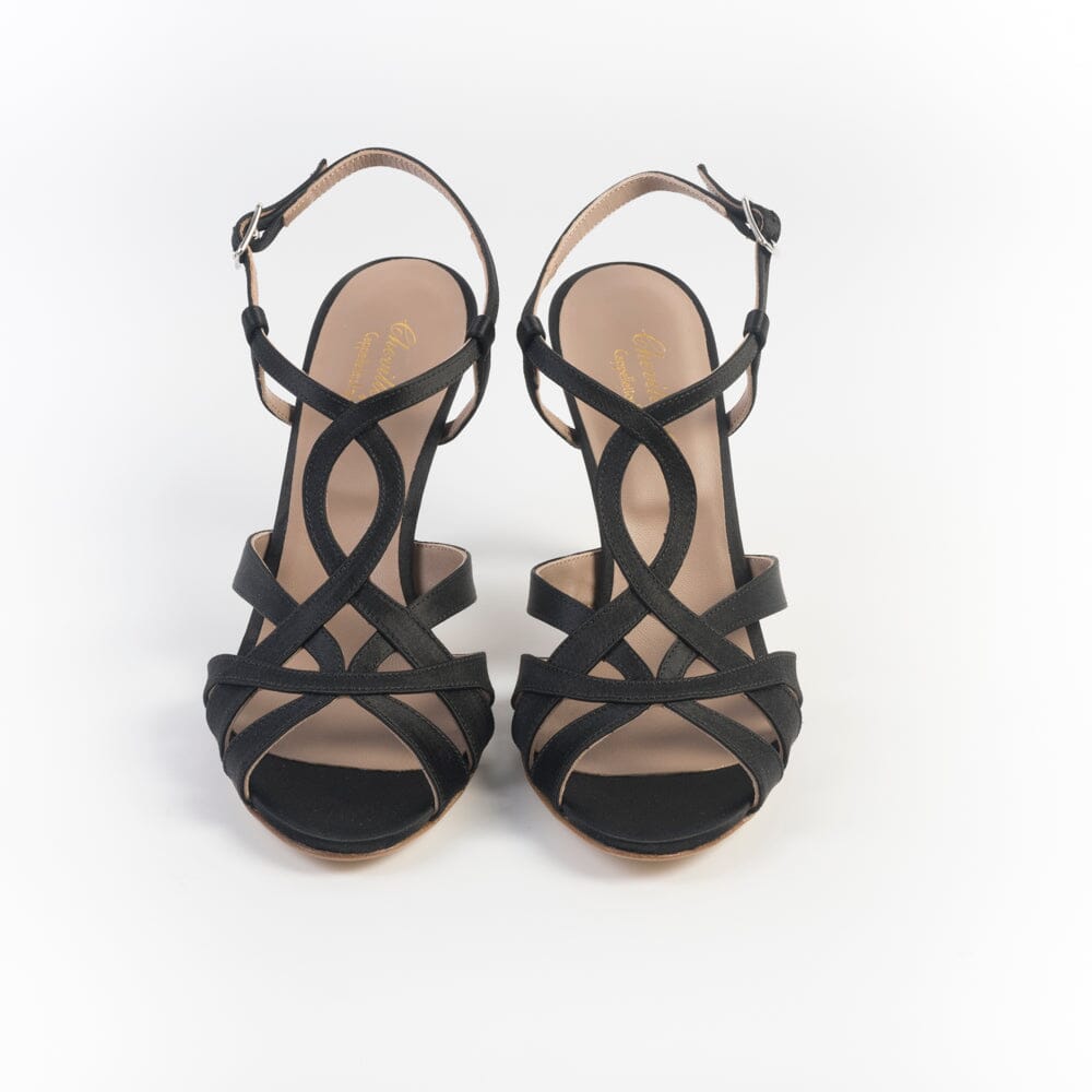 CHEVILLE - Sandali con Tacco - GIUSY - Raso Nero Scarpe Donna CHEVILLE