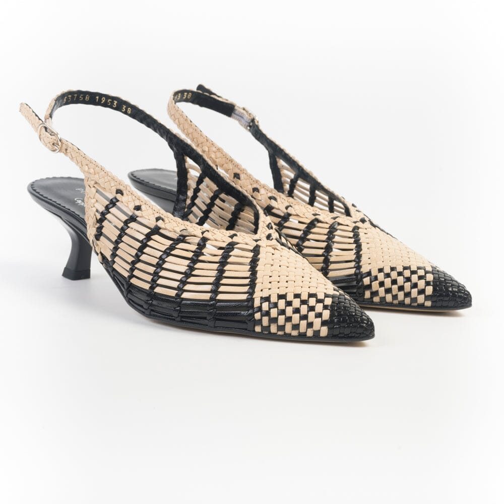 PONS QUINTANA - Sling Back - 11953 - Bicolor Nero Panna Scarpe Donna PONS QUINTANA
