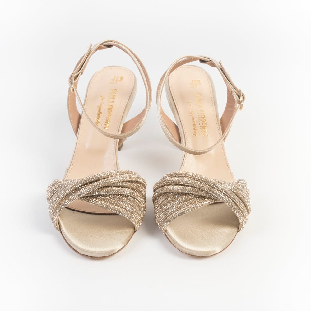 PAOLA FIORENZA - Sandali con Tacco - 2505 Raso Oro Scarpe Donna PAOLA FIORENZA