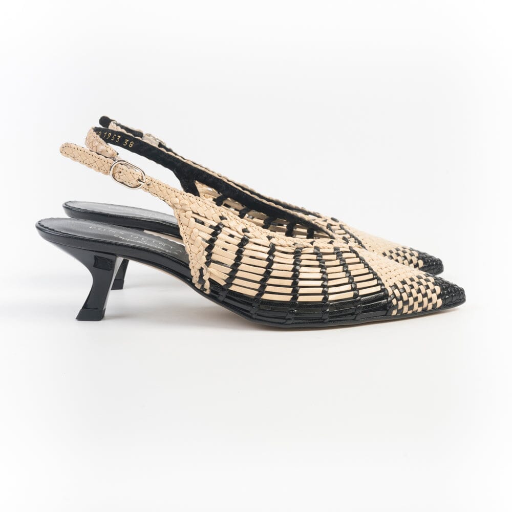 PONS QUINTANA - Sling Back - 11953 - Bicolor Nero Panna Scarpe Donna PONS QUINTANA