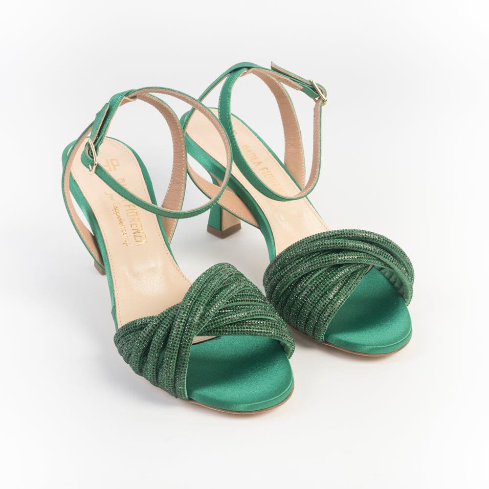 PAOLA FIORENZA - Sandali con Tacco - 2505 Raso Verde Scarpe Donna PAOLA FIORENZA