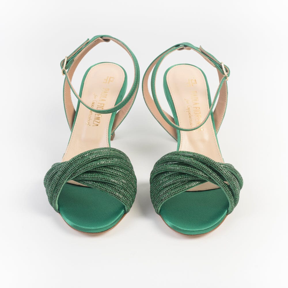 PAOLA FIORENZA - Sandali con Tacco - 2505 Raso Verde Scarpe Donna PAOLA FIORENZA