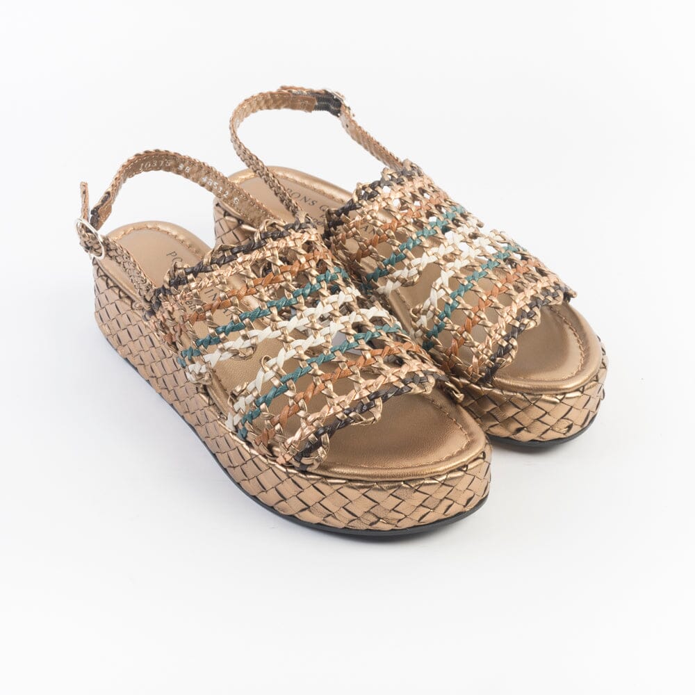 PONS QUINTANA Wedge Sandals FORLI 10315 Bronze Oassi Multi