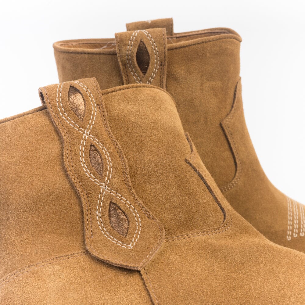 VIA ROMA 15 - Stivaletto Texano 4665 - Velour Martora - Laminato Bronzo Scarpe Donna Via Roma 15