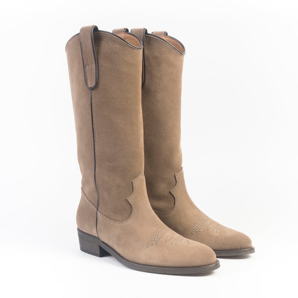 VIA ROMA 15 - Stivali - Texano - 3710 - Velour Champagne Scarpe Donna Via Roma 15