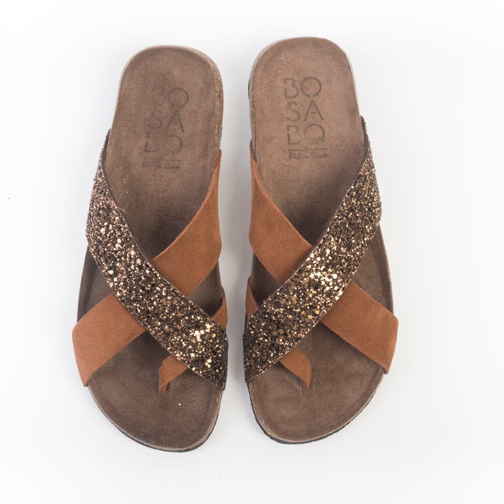 BOSABO - Sandali bassi - 464 - Glitter Nocciola Scarpe Donna BOSABO