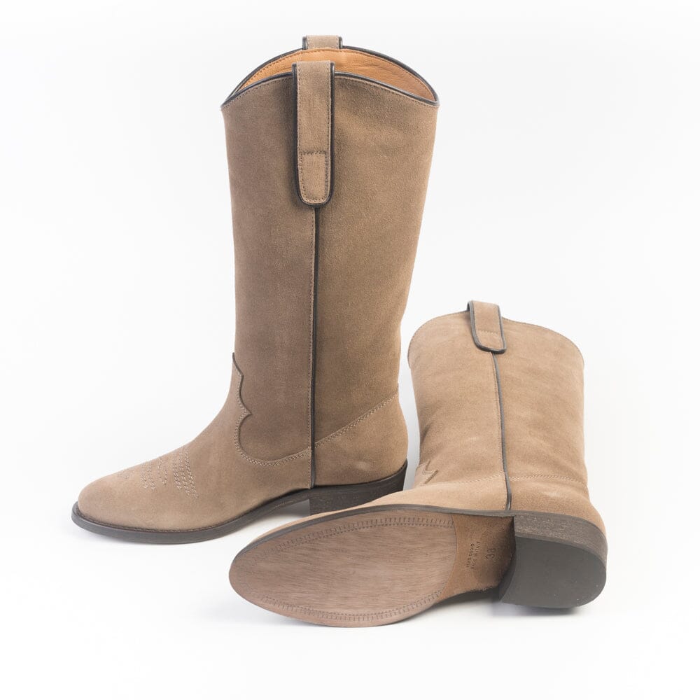 VIA ROMA 15 - Stivali - Texano - 3710 - Velour Champagne Scarpe Donna Via Roma 15