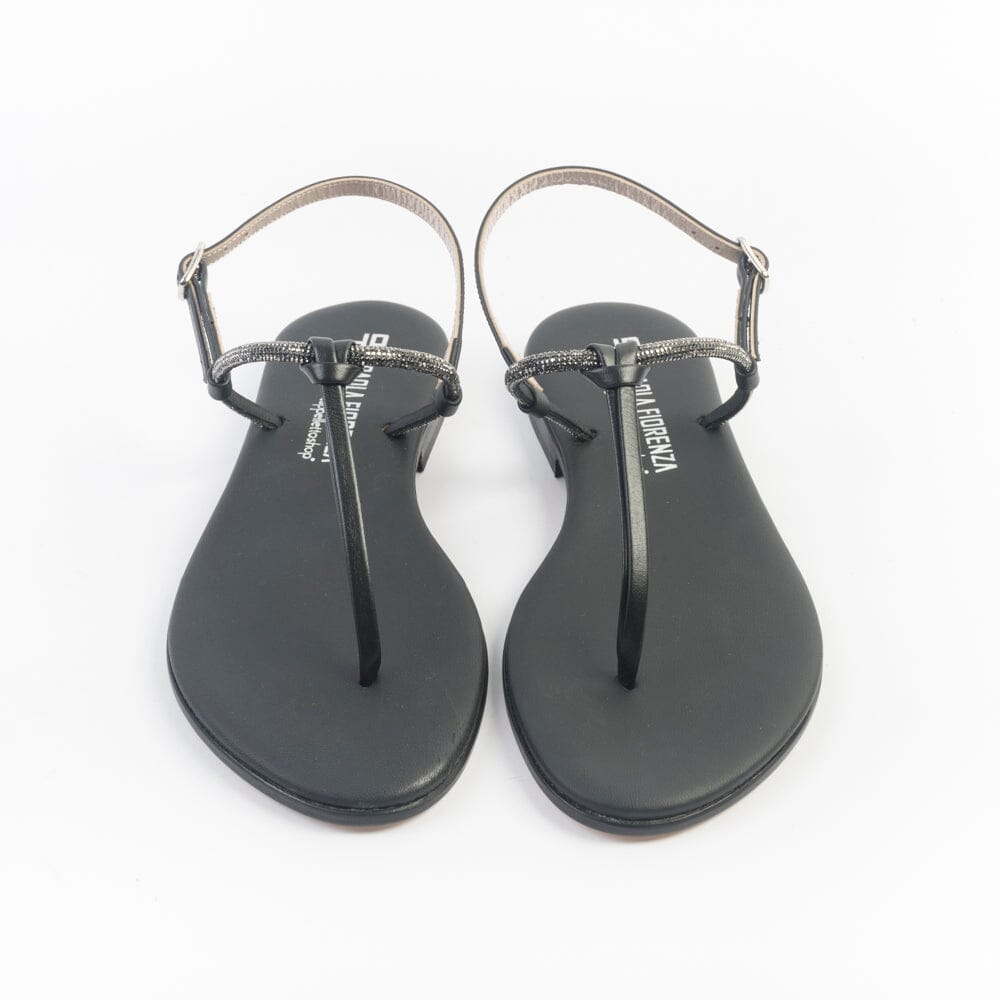 PAOLA FIORENZA - Sandali bassi infradito in microcristalli - FD05 - Neri Scarpe Donna PAOLA FIORENZA