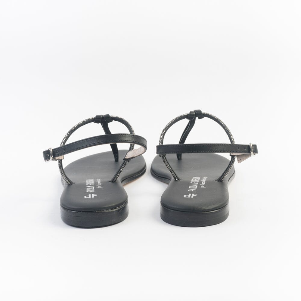 PAOLA FIORENZA - Sandali bassi infradito in microcristalli - FD05 - Neri Scarpe Donna PAOLA FIORENZA