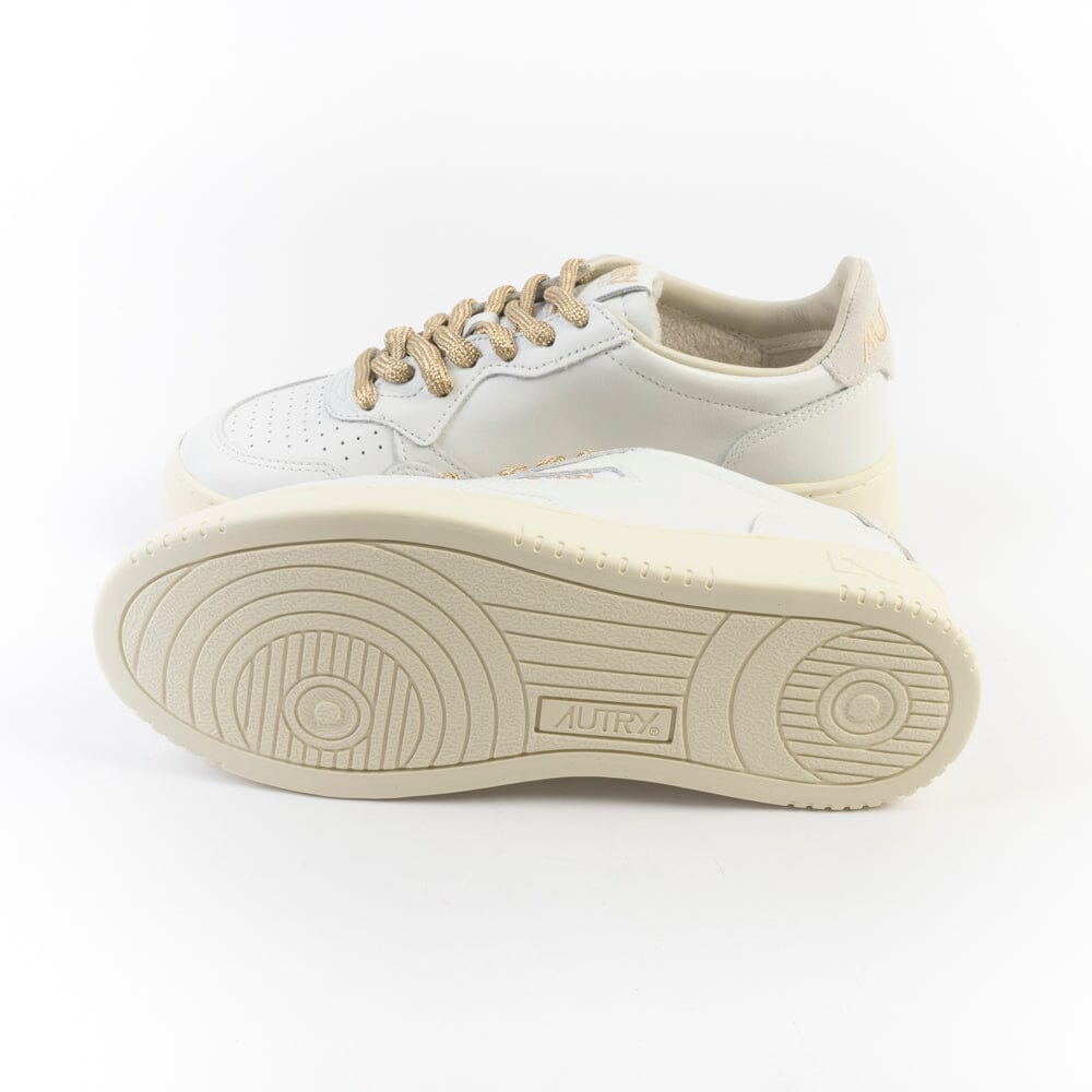 AUTRY - AULW SW01 -Sneakers LOW WOM ALL LEAT - Bianco Oro Scarpe Donna AUTRY - Collezione donna